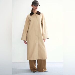 H&M Long Canvas Twill Chore Barn Jacket Tan Brown size XL